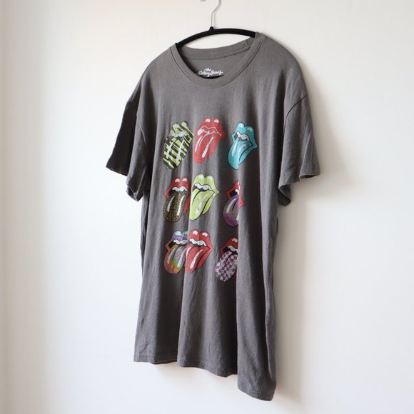 Rolling Stones Tongue and Lips Logo Pattern Brown T Shirt, Size XL - Picture 2 of 7